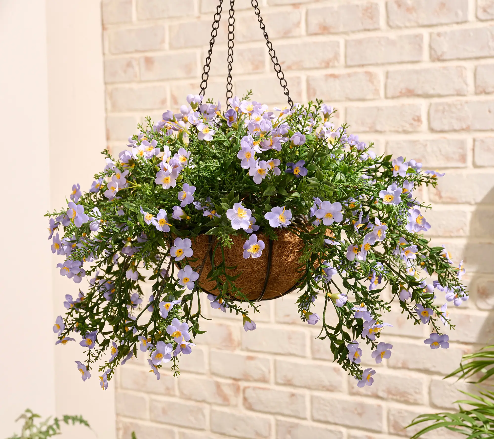 Garden Reflections 18" Faux Bacopa Flower Hanging Basket Outdoor