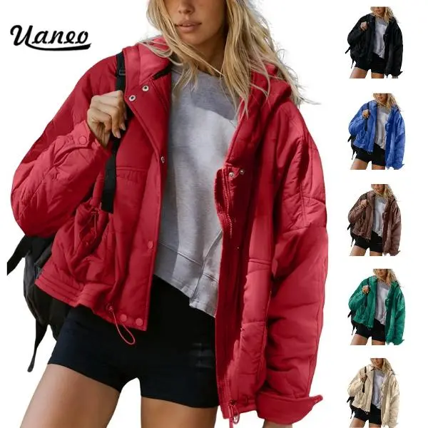 UANEO Women's Oversized Quilted Puffer Jacket Hooded Long Sleeve Lightweight Warm Coat With Pockets UANEO Women's Oversized Quilted Puffer Jacket Hooded Long Sleeve Lightweight Warm Coat With Pockets
