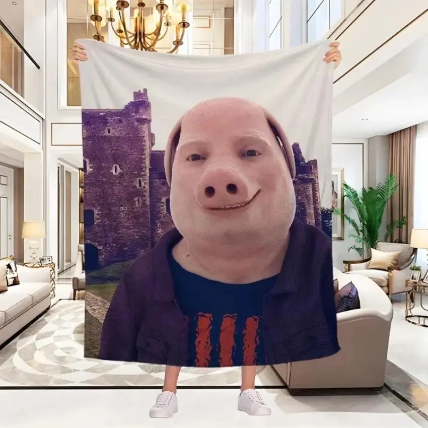 John Pork Meme Flannel Blanket Ultra Soft Cozy Throw Blanket, Funny John Pork Face Blanket for Couch Bed Sofa, Warm Lightweight Plush Blanket for All Seasons, Novelty John Pork Merch for Adults Kids, Perfect for Christmas Halloween Birthday Gag Gift, Vira