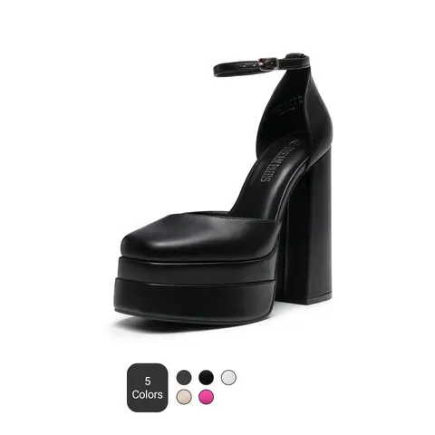 DREAM PAIRS Women's Fashion Platform High Heels - Elegant Square Toe, Ankle Strap, Chunky Heeled Shoe for All-Season Wear,shoes for back to school,back to school shoes