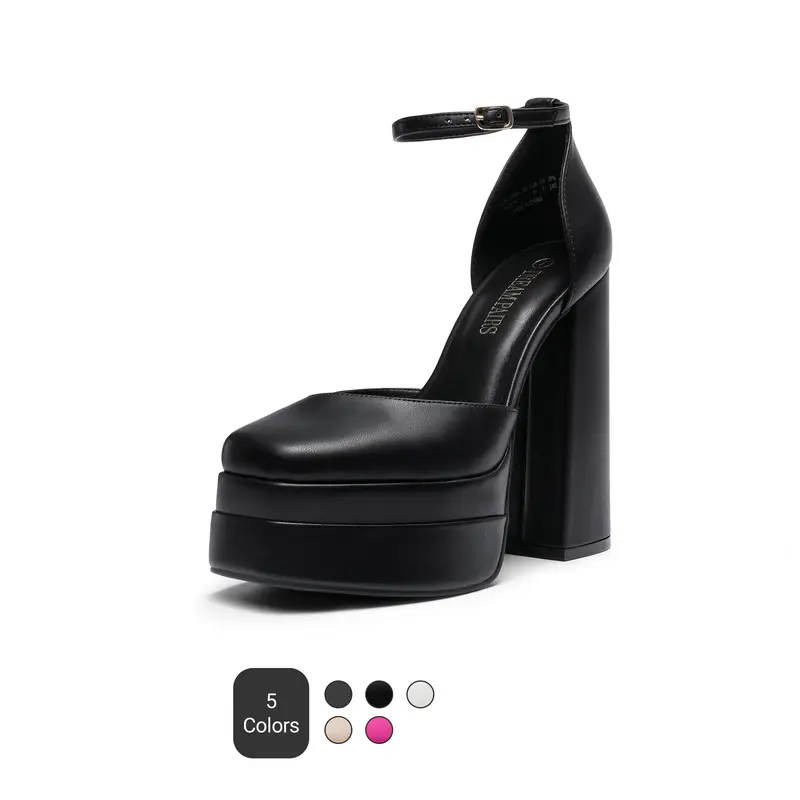 DREAM PAIRS Women's Fashion Platform High Heels - Elegant Square Toe, Ankle Strap, Chunky Heeled Shoe for All-Season Wear,shoes for back to school,back to school shoes