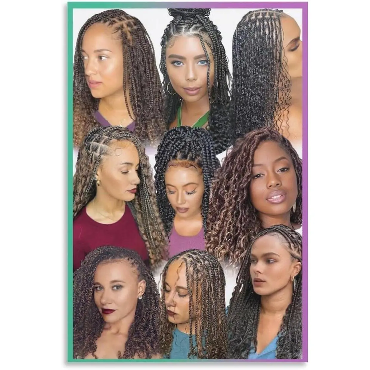 African Braiding Hair Poster - Handmade Canvas Wall Art Print, Realistic Pictures Vary, Modern Aesthetics Decor for Barbershop, Hair Salon (19), Photorealism, Wall Decor