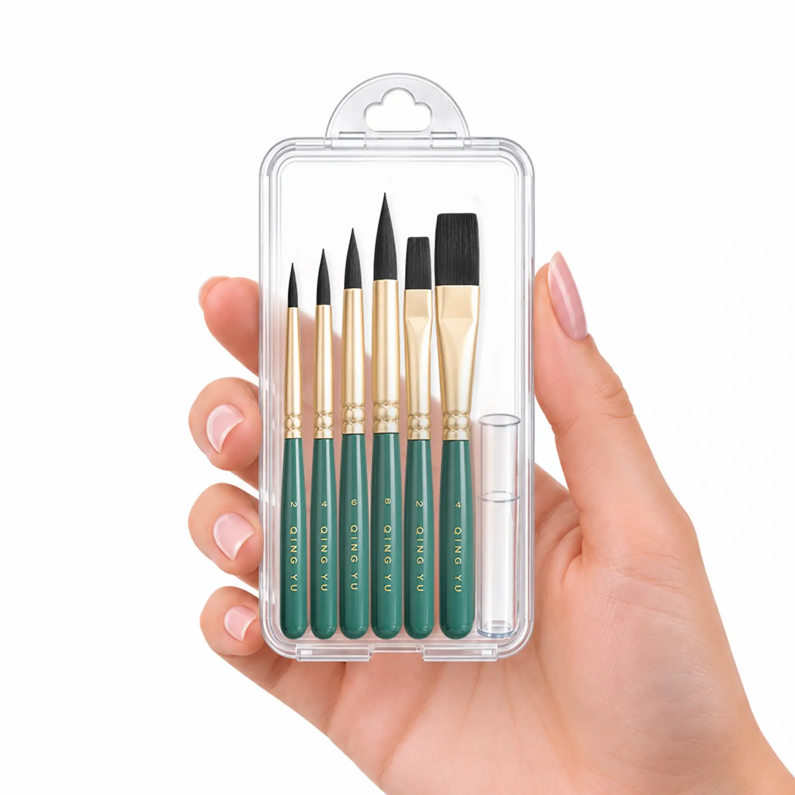 6-Piece Mini Travel Watercolor Paint Brush Set - Includes Flat and Round Brushes for Watercolour, Oil Painting (Art Supplies for Drawing & Painting)