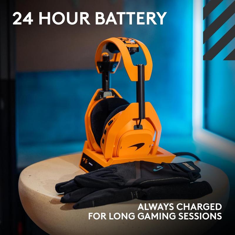 Logitech G Astro A50 X LIGHTSPEED Wireless Gaming Headset McLaren Edition + Base Station, PRO-G GRAPHENE, PLAYSYNC across Xbox Series X|S + PS5 + PC/mac, Bluetooth, HDMI 2.1 Passthru - Papaya Papaya (McLaren) A50X | PLAYSYNC Audio & Video Headset