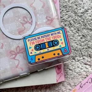 Please Be Patient With Me Phone Holder, I'm From The 1900s Funny Cassette Tape Phoen Grips, Gift for Book Lover