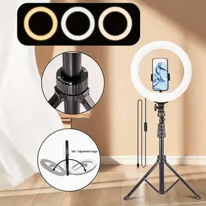 12-Inch Video Light Kit, Professional Studio Ring Light Kit with Tri-Color LED & Remote Control, 17-63" Height-Adjustable Tripod with Small Desk Tripod - USB-Powered, YouTube, TikTok, Vlogging#SummerWins#Fathersdaygift