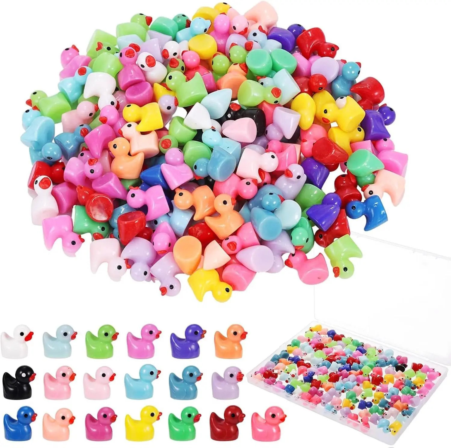 150 Pack Mini Resin Ducks Tiny Rubber Duck to Hide Mini Plastic Cruise Ducks for Ducking Prank Game Dollhouse Accessories Garden Landscape Aquarium Potted Ornament Charms Bag Fillers Party Favors