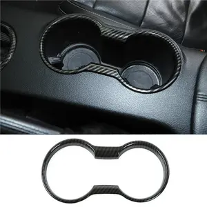 Car Water Cup Holder Frame Decoration for Ford Mustang Accessories 2015 2016 2017 2018 2019 2020 2021 2022 2023, Interior Accessories（Black Carbon Fiber）