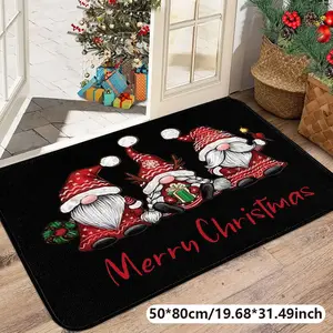 Christmas Background Flannel Carpet, Soft Comfortable Durable Rug for Indoor Use, American Retro Style Kitchen Mat