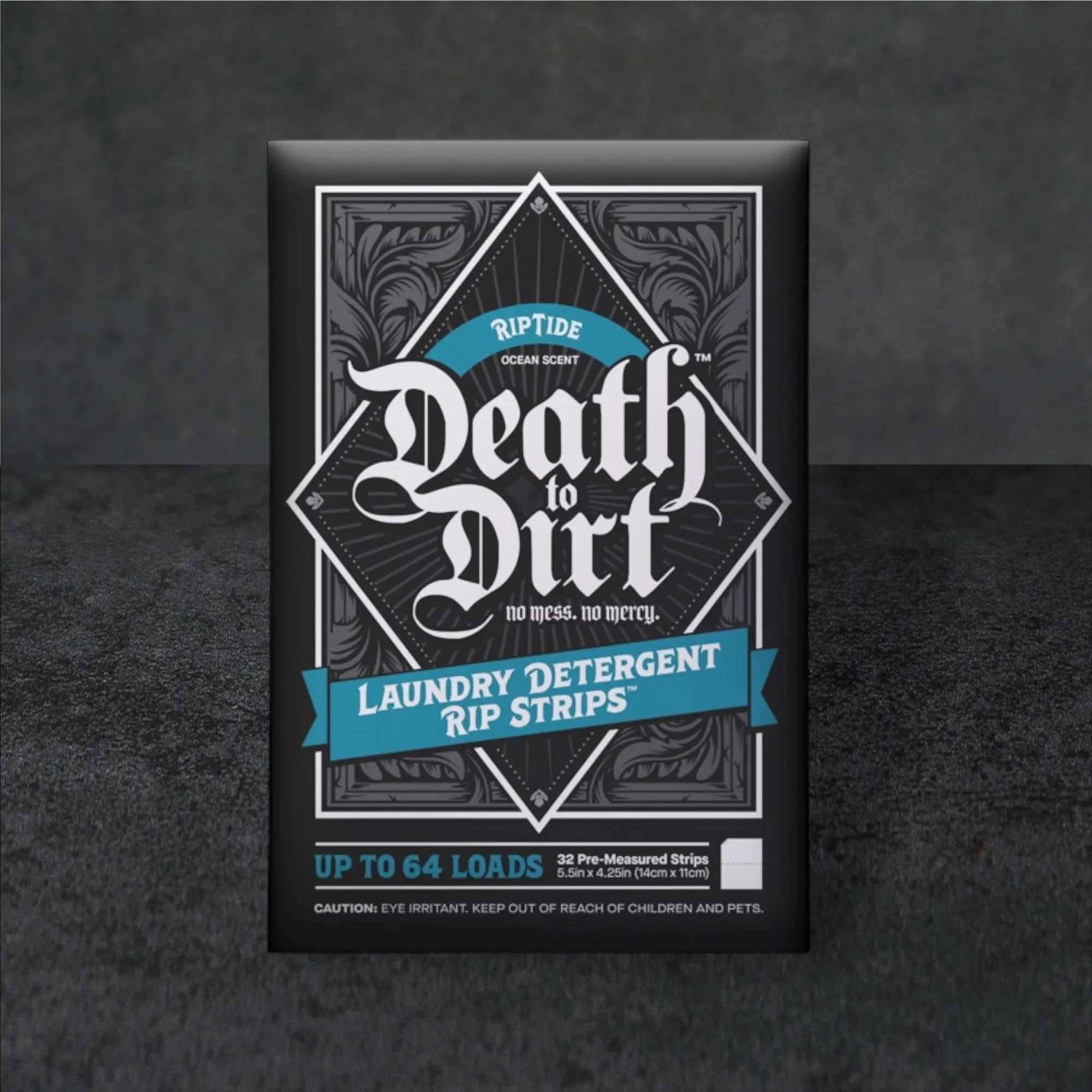 Death to Dirt Laundry Detergent Sheets Ocean Scent Single Pack (64 Loads) Eco-Friendly Strips for Stain Fighting and Fresh Scent