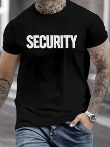 Men's "SECURITY" Graphic T-Shirt - Event Staff Crew Neck Tee, Funny Security Guard Costume for Party & Daily Wear