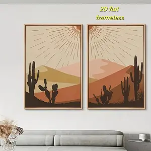 2 abstract landscape art canvas posters, suitable for wall decoration in living rooms, bedrooms, and offices, 2D flat printing frameless paintings