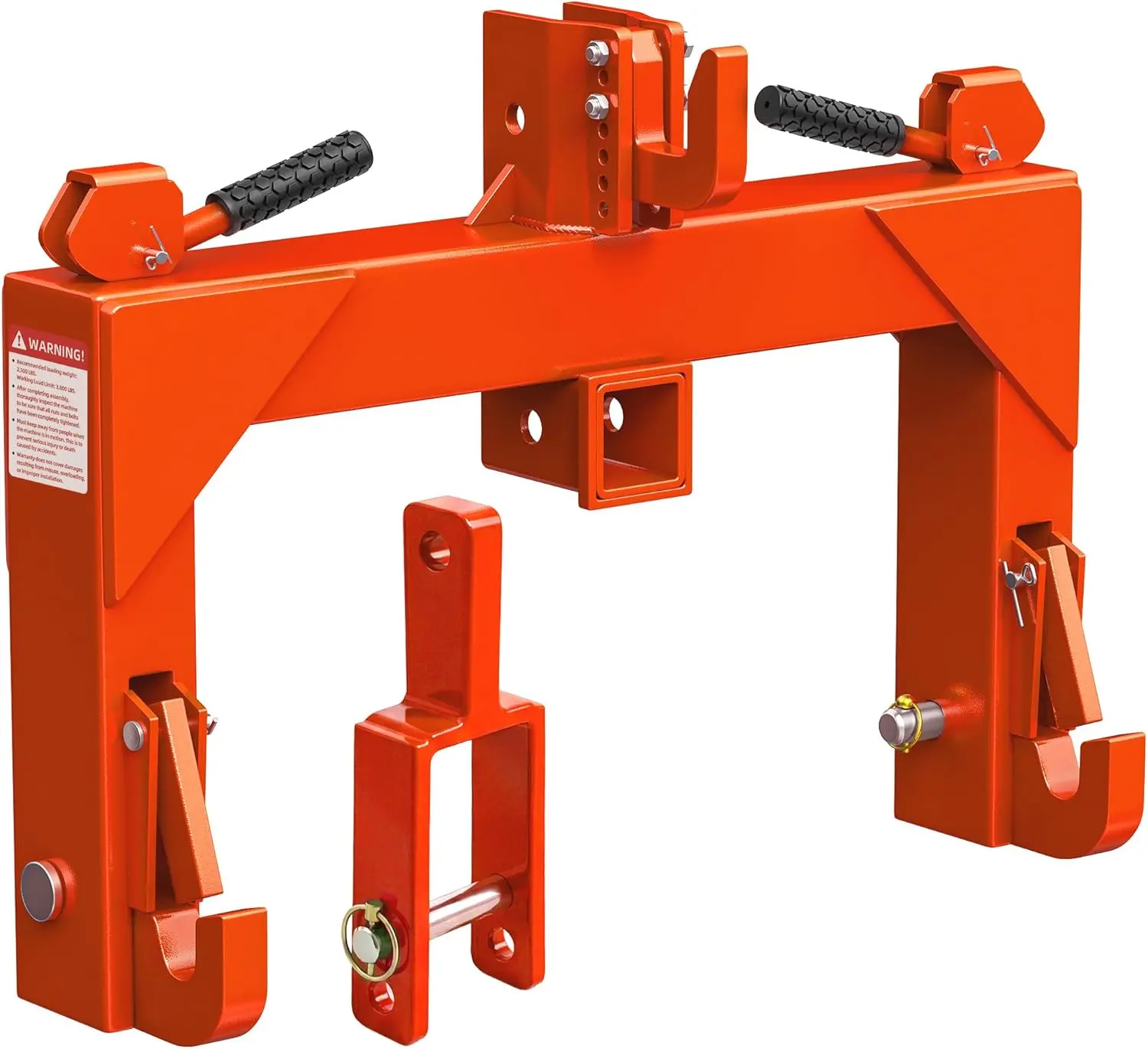 3 Point Quick Hitch with Upgrade Versatile Adapter & 2" Receiver for Category 1 Tractors, 3000 lbs 3-Pt Trailer Hitch Attachment with 5 Level Adjustable Bolt