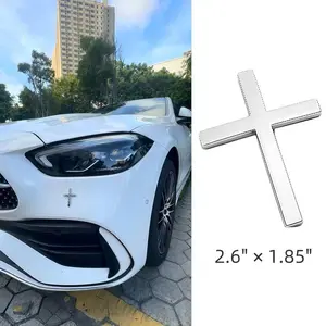 Christian Cross Sticker with Chrome Finish Car Exterior Decorative Sticker Car Decals Vehicle Exterior Decoration Universal Fit for Cars Motorcycles & SUVs Durable Material Simple Application Faith Symbol Adhesive 2.6" x 1.85" Zinc Alloy - Vehicle