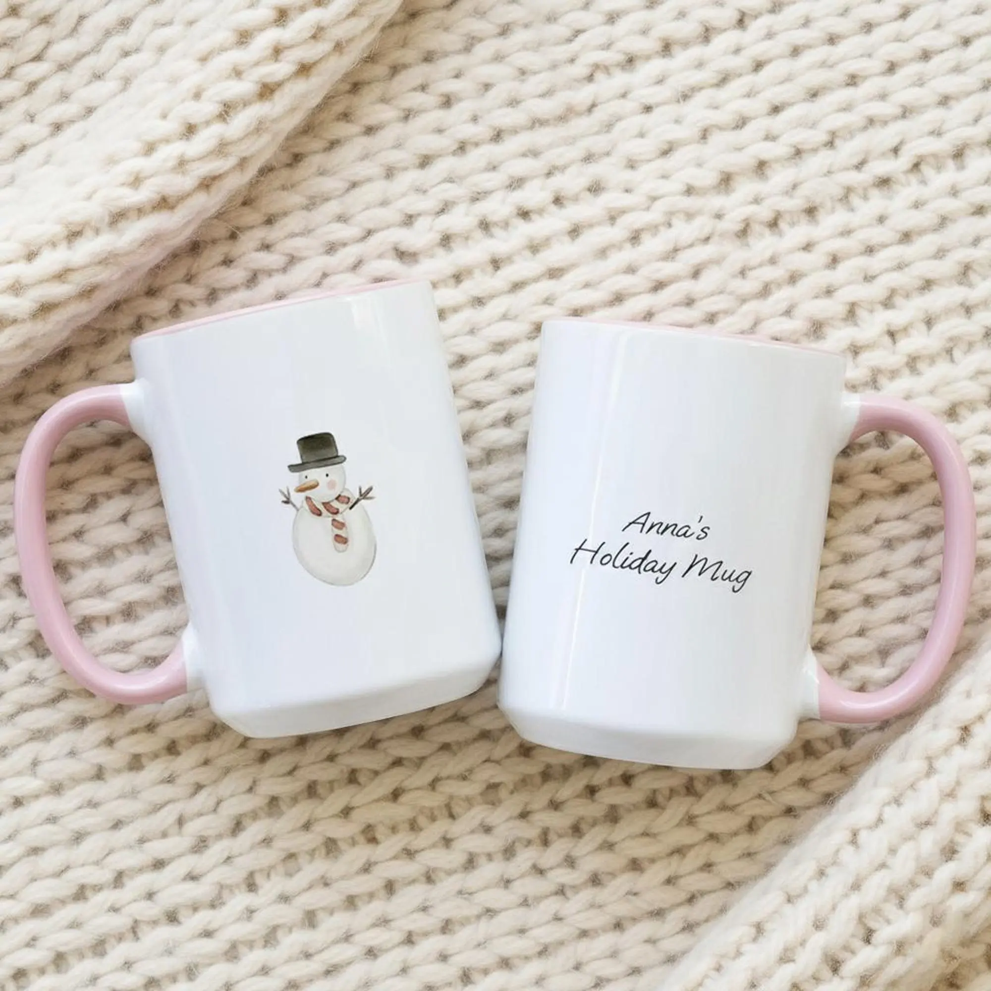Custom Christmas Mug, Personalized Holiday Ceramic Mug, Hand Painted Watercolor Mug Gift for Friends, Family, Secret Santa