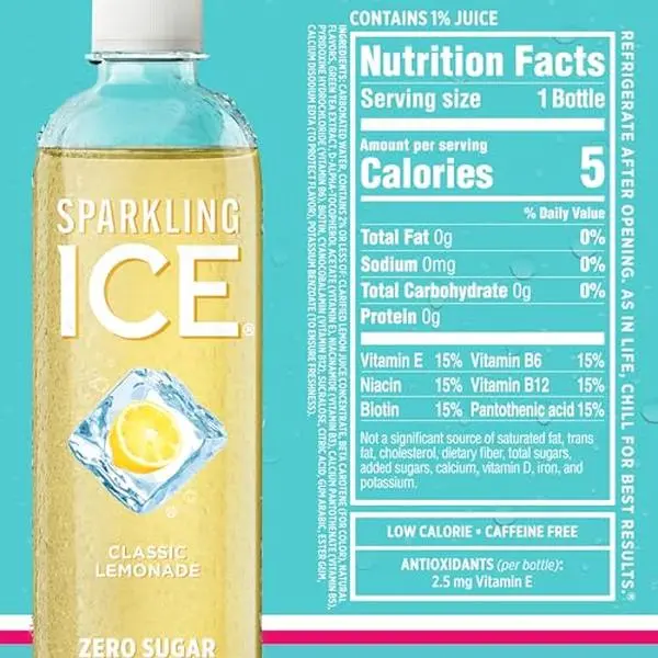 Sparkling Ice Blue Variety Pack, Zero Sugar Sparkling Water, with Vitamins and Antioxidants, 17 fl oz, 12 count (Classic Lemonade, Strawberry Watermelon, Grape Raspberry, Lemon Lime)