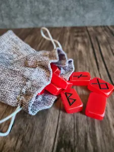 Viking Warrior Fire Runestones Handcrafted Red Norse Divination Stones