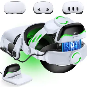 BEBONCOOL Quest 2/3 VR Strap with 6700mAh × 2 Batteries – Adjustable Dial, Flip Hinge, Memory Foam, TPU Cradle & Charging Dock