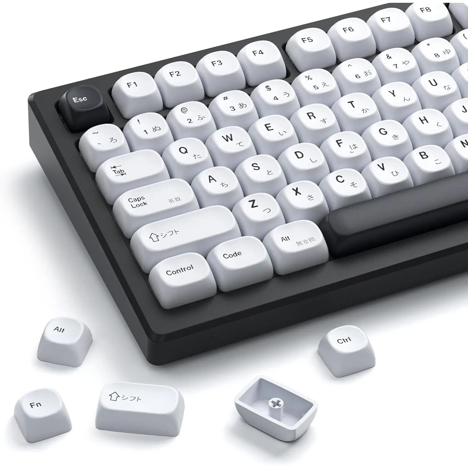 XVX PBT Keycaps - White Keycaps MOA Profile,  Key caps 75 60 100 Percent, Dye-Sublimation, Custom 137  Set for , 75%, 65%, 60% Mechanical Keyboard, Bow