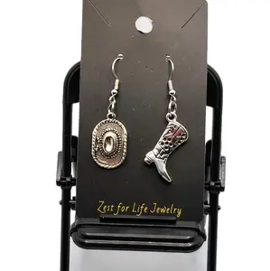 Zest for Life Jewelry Cowboy Hat and Boot Earrings - Western Fashion Accessory Hook Earrings for Cowgirls