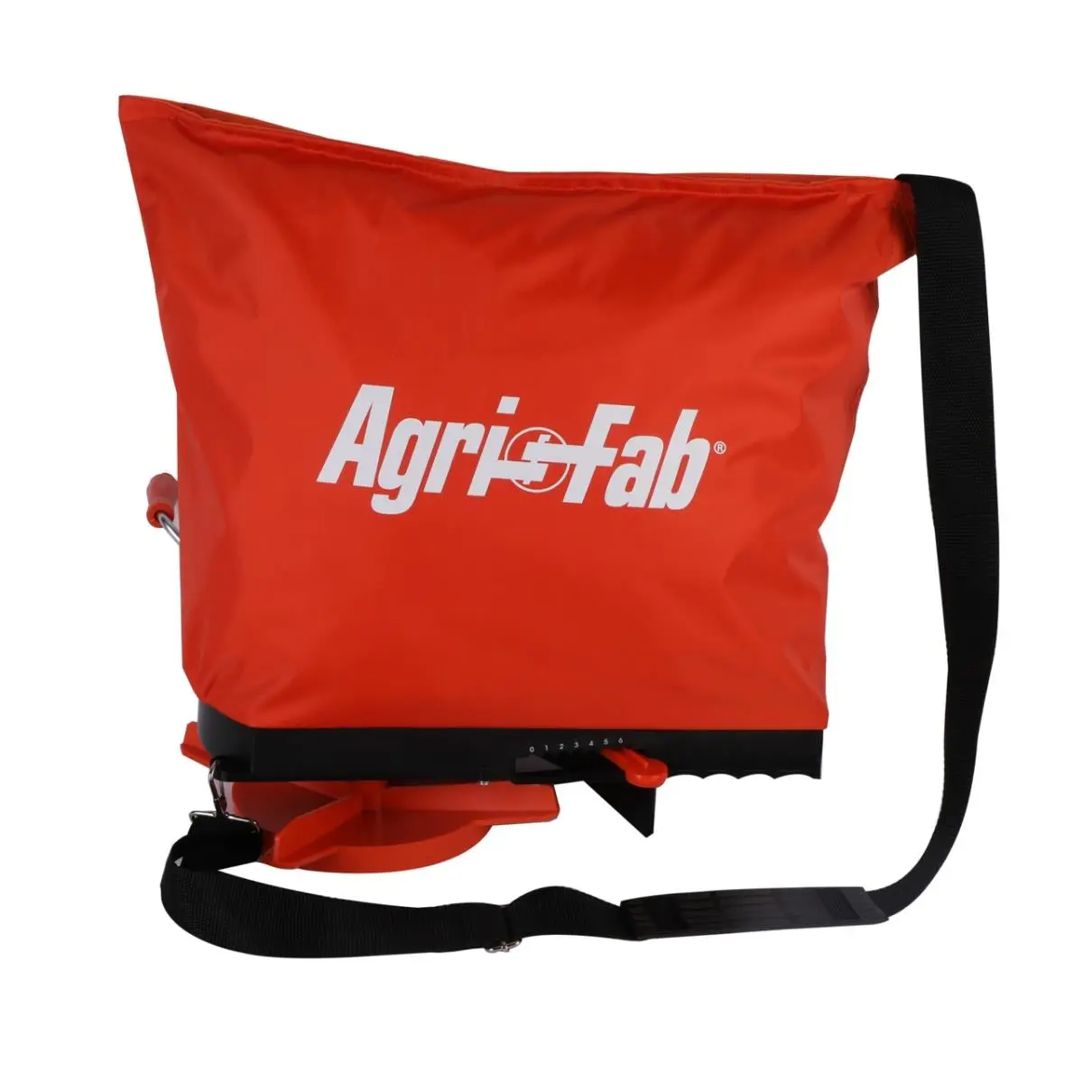 Agri-Fab 45-0639 25 lbs Handheld Bag Seeder Spreader - Orange, with Waterproof Bag, Enclosed Gears, Adjustable Shoulder Strap, Rear Baffle