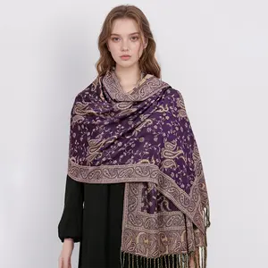 Women's 2026 New Tassel Jacquard Weave Pashmina Scarf - Lightweight, Soft, Breathable, Light Luxury Modest Fashion Shawl Wrap for Winter, Fall - Versatile Fabric