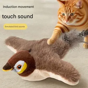 Interactive Chirping Bird Cat Toy Flapping Sparrow with Realistic Wings, Interactive Motion Cat Toy for Indoor Cats, Exercise & Hunting Play