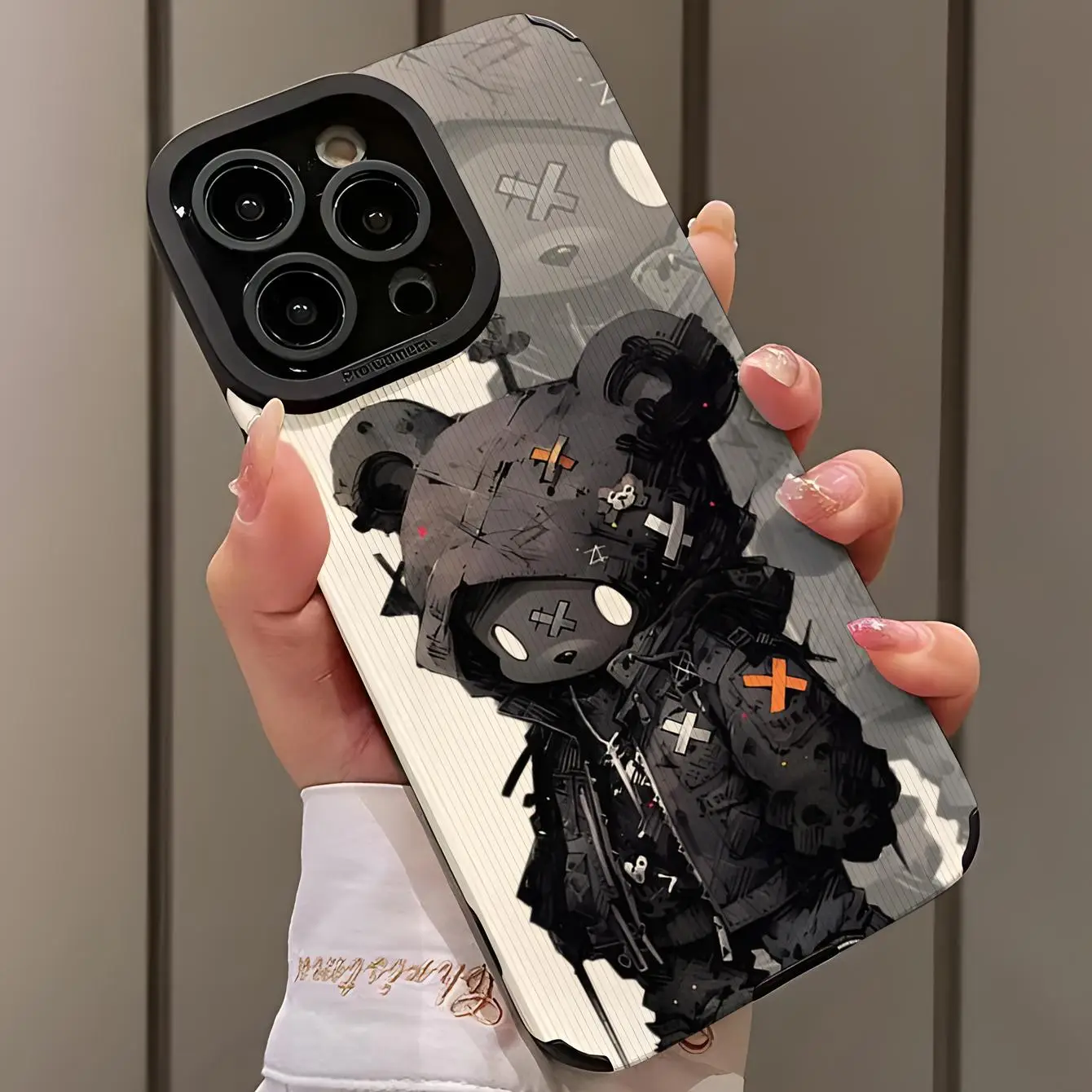 Unique Cartoon Bear Pattern Phone Case, 1 Count Anti-drop Phone Protector Cover, Phone Accessories Compatible with iPhone 15 14 13 12 11 Pro Max