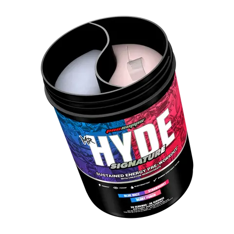 PROSUPPS Mr. Hyde Signature Pre-Workout Powder Dual Tub Edible - Adults' Bodybuilding & Fitness Dietary Supplement with 200mg Caffeine, Creatine Monohydrate, Electrolytes, Banned Substance Tested (Berry Fusion) for Sustained Energy, Focus, Hydration