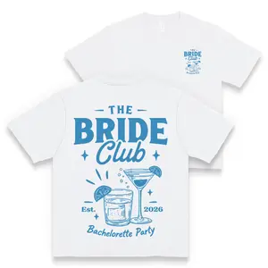 The Bride Club 2026 Bachelorette Party Cocktail Graphic Women's Retro Preppy Bridal Casual Top For Wedding Bridesmaid Hen Party Celebration Outfits