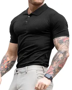 Lehmanlin Men's Slim Fit Muscular Polo Short-Sleeve Stretch Business Formal Casual Sports T-Shirt Wetsuit