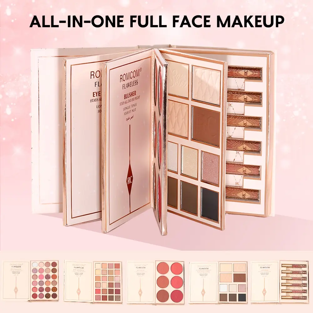 A beautiful 5-page makeup magic book, including multi-color eye shadow, lip gloss, powder blusher, highlights, a complete cosmetic makeup set, an ideal holiday party gift for women, Makeup Combo, Makeup Palette Set, Beauty Sets