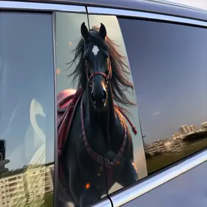 Dynamic Horse Stickers with Nails and Blowing Mane, Durable PVC Decals for Cars Walls Windows, Modern Car Enthusiasts Art Design Gift