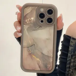 Phone case: A High Bamboo Brown, Yellow, and Gray Marble Pattern TPU Shockproof Full Coverage Protective Case, Offering Comprehensive Protection and a Stylish Choice, Making It an Ideal Gift