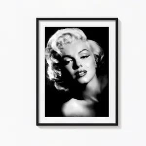 Marilyn Monroe poster, portrait, fashion poster, black and white wall art, vintage print, Marilyn Monroe photography. No Frame