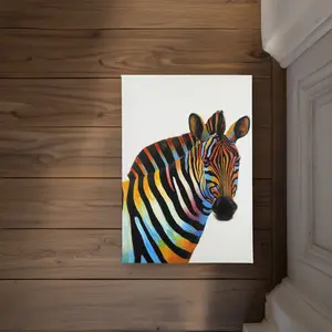 360 stand Polyester Loop Zebra Print Door Mat - 17x24in Animal Print Home Decor Rug, Durable Decorative Mat for Living Room, Indoor/Outdoor Textile Rug (CODM1724P4VAEN), Animal Print Rug