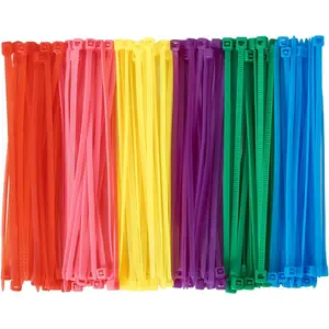 600 count (100 per color) Small Colored Zip Ties 4 Inch Multi-Color Zip Wire Tie for Deco Mesh Wreath Supplies, Colorful Plastic Ties Yellow, Blue, Red, Green, Pink, Purple Zip Ties