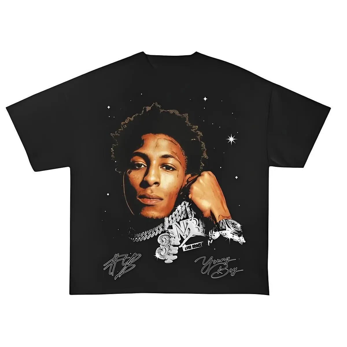 Women's Cotton YoungBoy Never Broke Again Portrait Short-Sleeve T-Shirt, Casual Hip Hop Streetwear Top, Women's Clothes for Pairing with Jeans