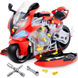 Take Apart Motorcycle Toy Engine Building Kit for Kids - STEM DIY Construction Set with Lights & Sounds, Educational Mechanic Tool Kit, Birthday Gifts for Toddlers Boys Girls Age 3 4 5