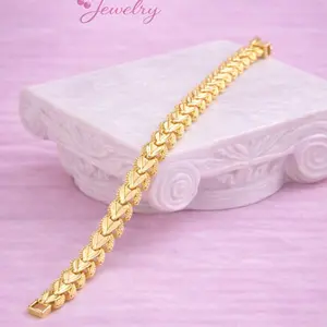 Gold Heart link wheat style Bracelet for women Elegant stainless steel Jewelry