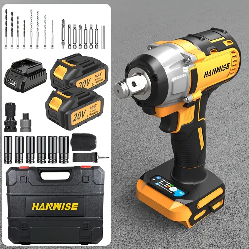 Cordless Impact Wrench, Cordless Wrench Set Tool Kit. Compatible with Cordless Screwdriver/Drill Bits for Automotive and Motorcycle Repair
