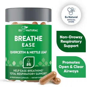 Eu Natural Breathe Ease Quercetin & Nettle Leaf Capsules - 60 Vegetarian Capsules for Total Respiratory, Healthy Breathing & Allergy Support - Clinically Validated Ingredients - 90-Day Satisfaction Guarantee