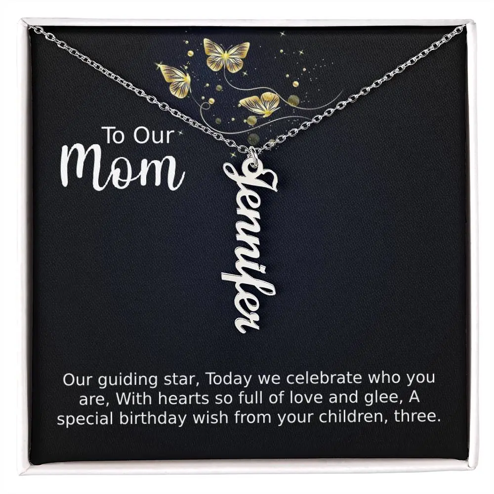 Personalized Multi Name Vertical Necklace, 16-18'' Adjustable Chain