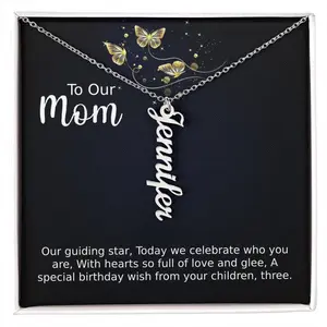 Personalized Multi Name Vertical Necklace, 16-18'' Adjustable Chain