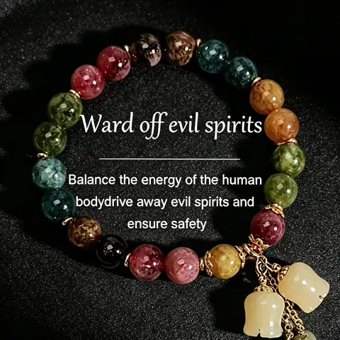 Bellflower Colored Emerald Bracelet with Pendant, New Chinese Style Jewelry, Symbolizes Peace and Prosperity, Ideal Gift for Teachers' Day, Beautiful Bracelets