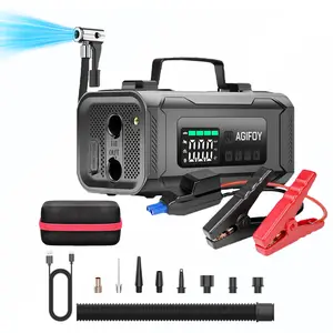 6-in-1 Jump Starter With Air Compressor 2500A Car Battery Starter 150 PSI Portable Jump Starter for All Gas 8.0L Diesel Air Pump LED Flashlight EVA Bag Smart Jump Cable Air Hose Pump Hose