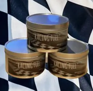 Racing Fuel custom scented candle. This candle is made with 100 % soy wax. The candle is 100% handmade, hand poured and made in the USA by Crafty American.