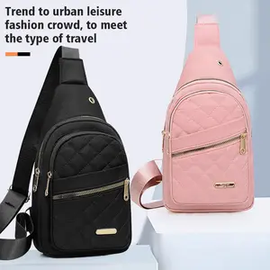 Black/White/Pink Backpack Lightweight Oxford Cute Sling Bag Waterproof Women FashionCrossbody Waist Chest Bag