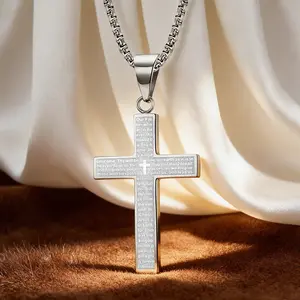 Cross Pendant Necklace, Unisex Titanium Steel Cross Necklace for Men and Women, Stylish Everyday Wear, Meaningful Gift for Him and Her hip hop