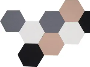 8Pcs (Large) Felt Cork Board Tiles Hexagon Wall Colored Bulletin Board, Adhesive Felt Pin Memo Board for Home School Office (Set C Large)